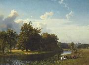 A River Landscape, Westphalia Albert Bierstadt